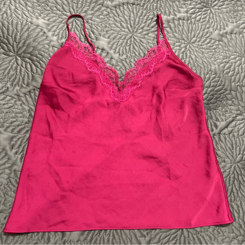 Victoria’s Secret Lace Satin Cami crop top pajama cami camisole maroon burgundy
